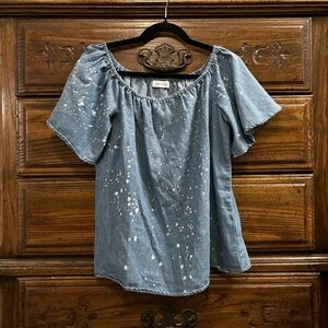 Buddy Basics Denim Blue Off-Shoulder Blouse